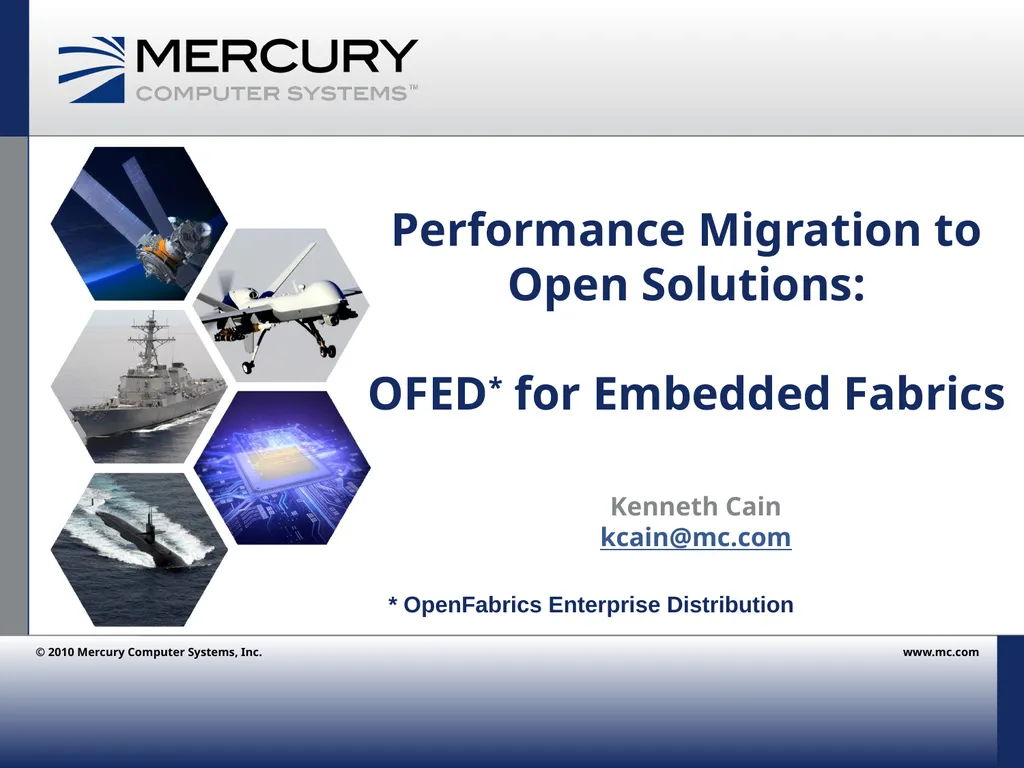 Performance Migration to Open Solutions: OFED* for - slide 1 of 33