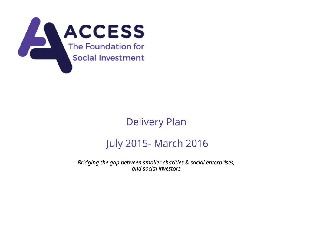 Delivery Plan July 2015- March 2016 Bridging the