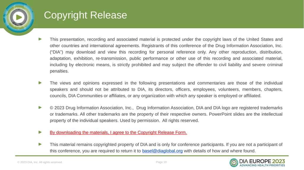 Disclaimer The views and opinions expressed in the - slide 10 of 10
