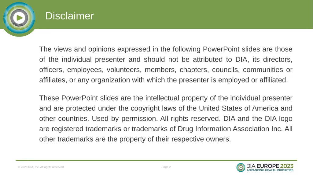 Disclaimer The views and opinions expressed in the - slide 2 of 10