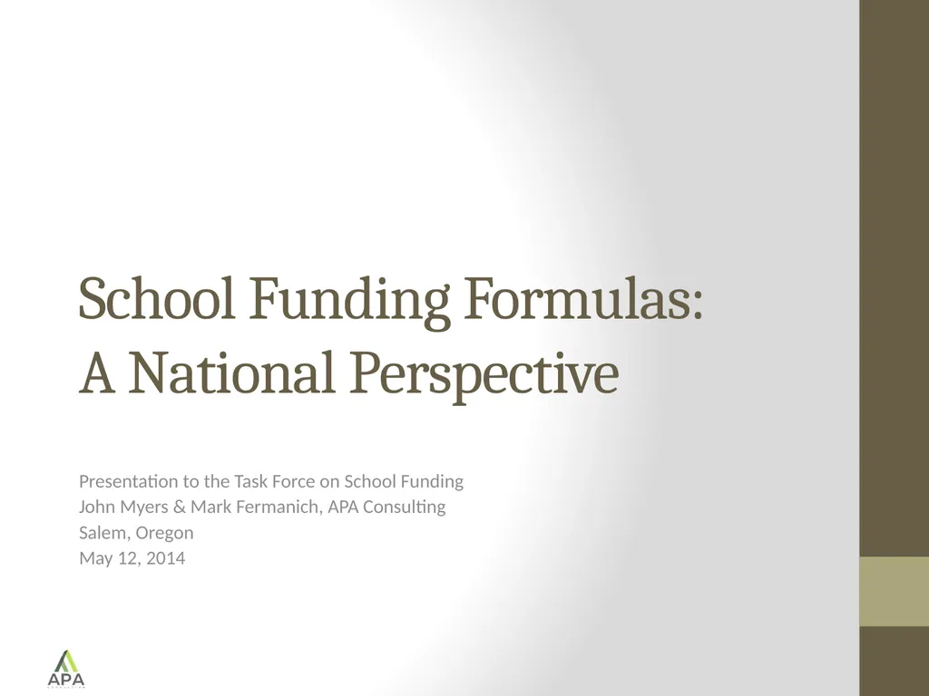 School Funding Formulas: A National Perspective - slide 1 of 20