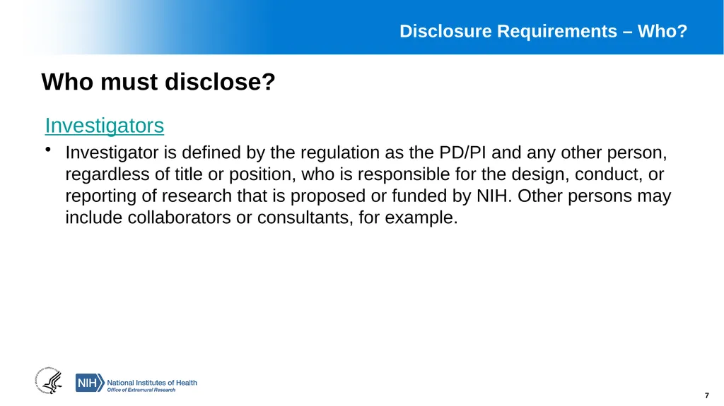 Financial Conflict of Interest (FCOI) and Other - slide 7 of 36