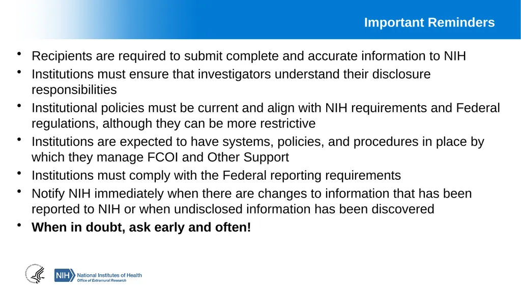 Financial Conflict of Interest (FCOI) and Other - slide 32 of 36