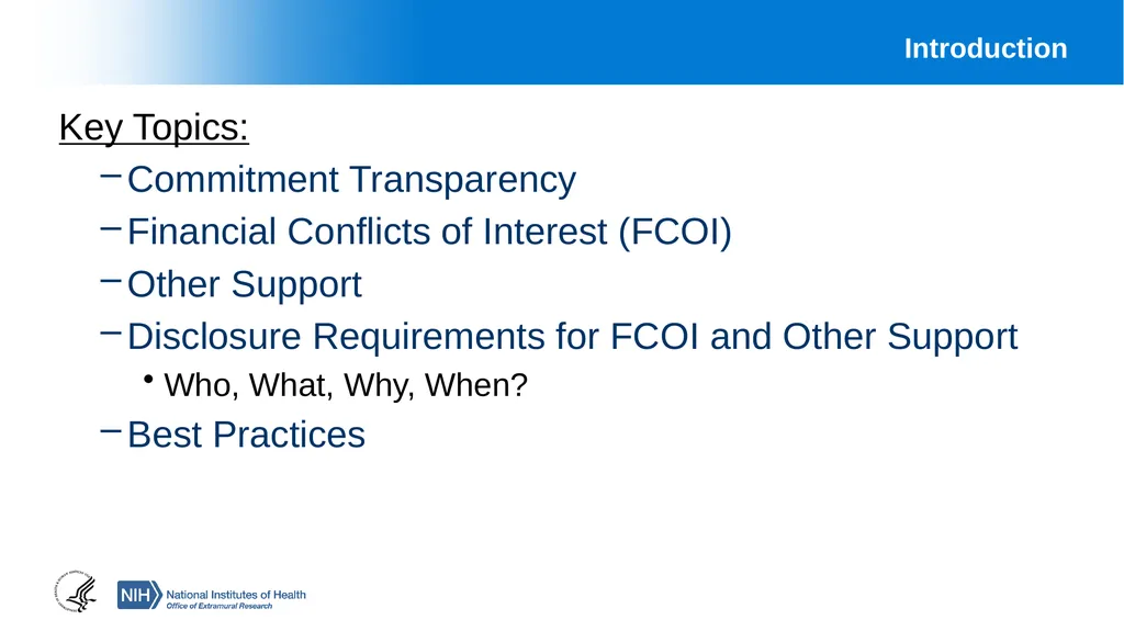 Financial Conflict of Interest (FCOI) and Other - slide 2 of 36