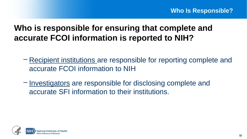 Financial Conflict of Interest (FCOI) and Other - slide 11 of 36