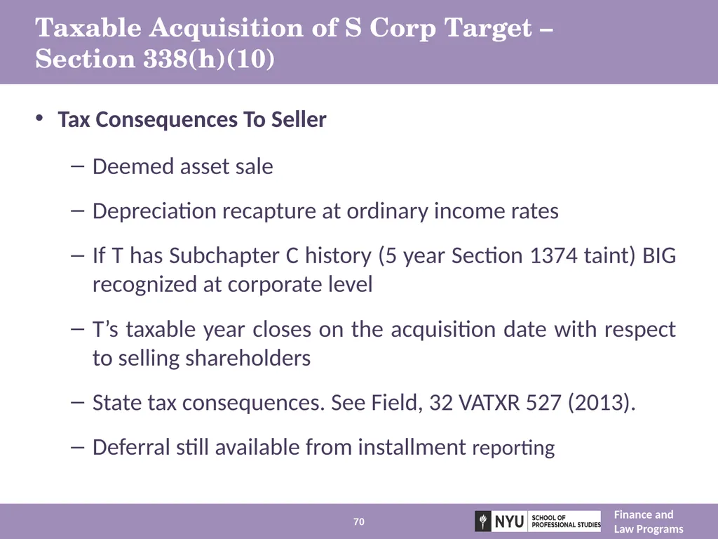Structuring Mergers, Acquisitions, and Private - slide 70 of 95