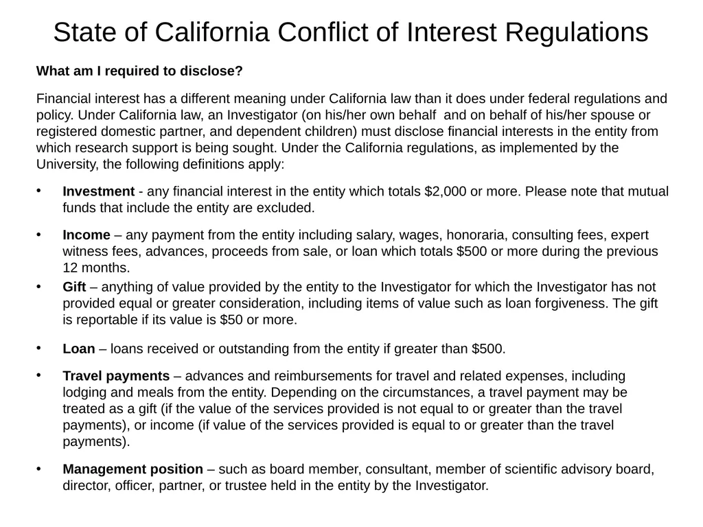 University of California Compliance & Conflict of - slide 15 of 46