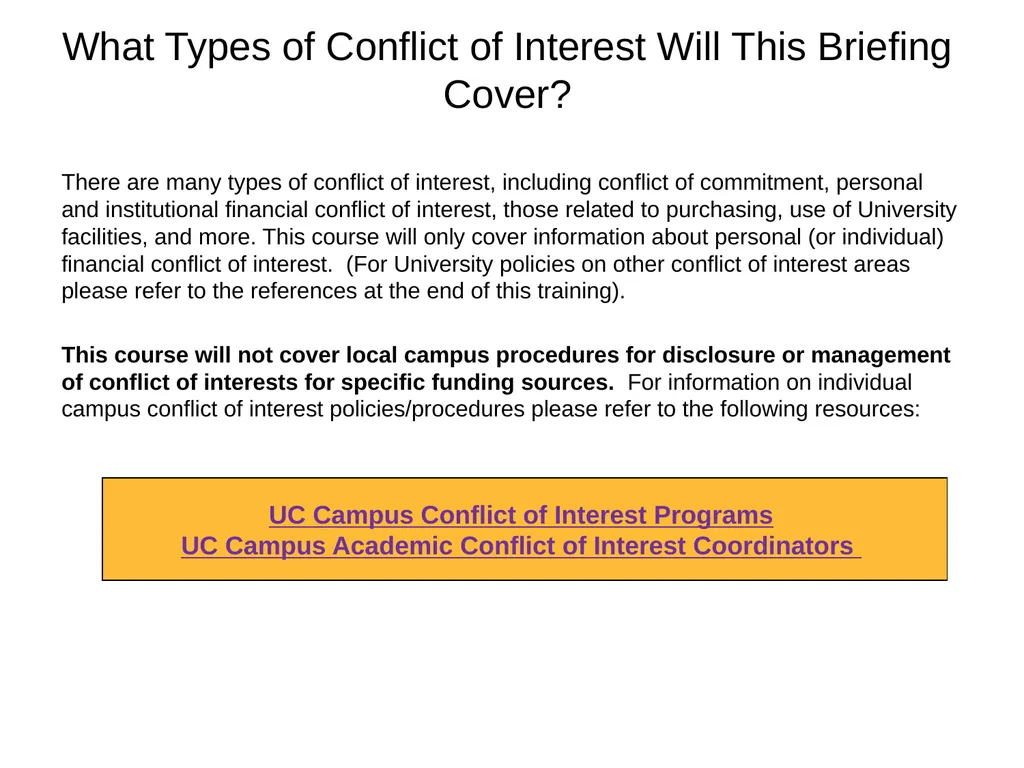 University of California Compliance & Conflict of - slide 9 of 46
