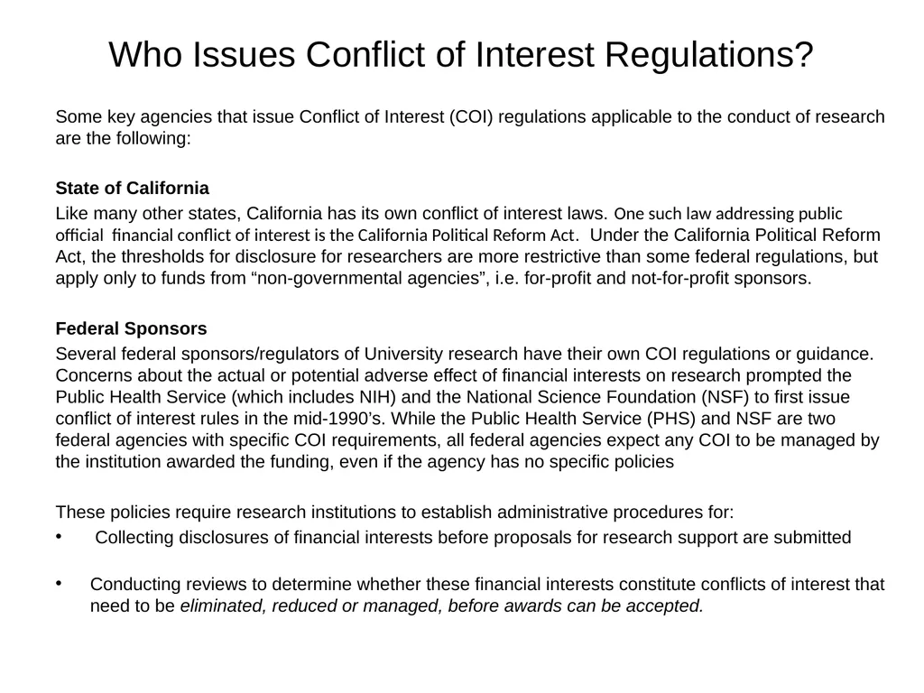 University of California Compliance & Conflict of - slide 12 of 46