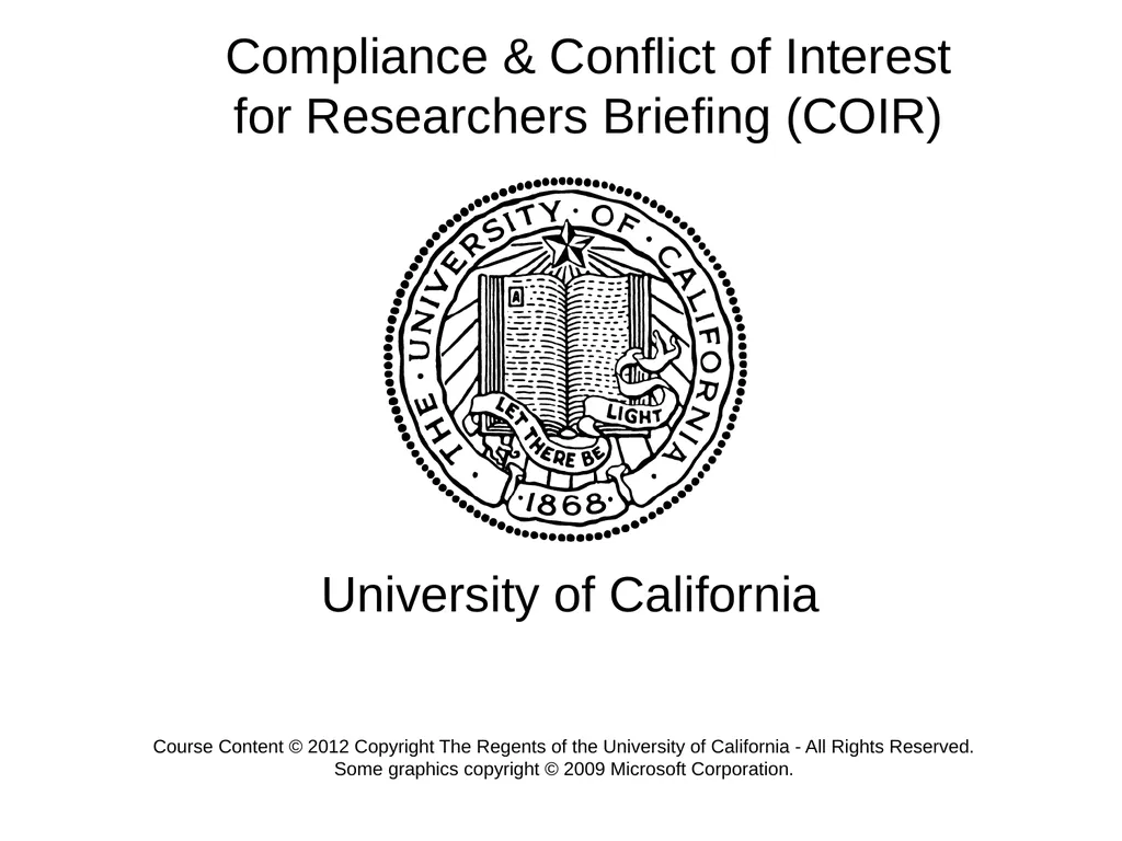 University of California Compliance & Conflict of