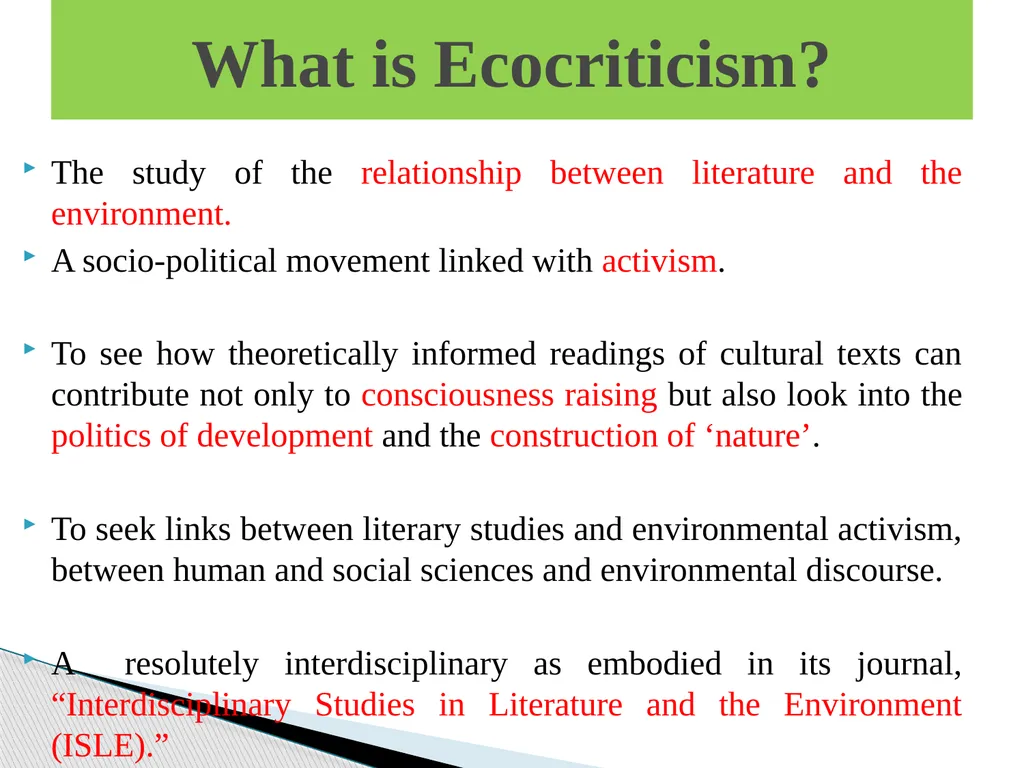 Can Literature save ‘Nature’? An Eco-critical - slide 4 of 11