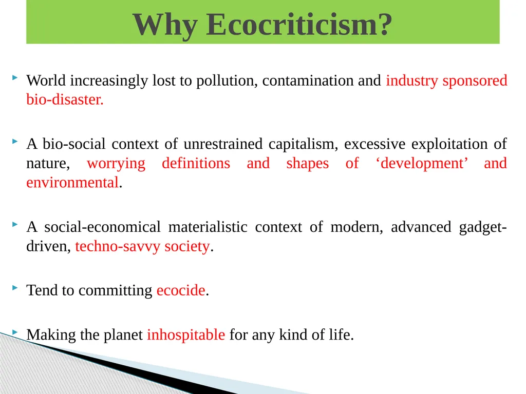 Can Literature save ‘Nature’? An Eco-critical - slide 2 of 11