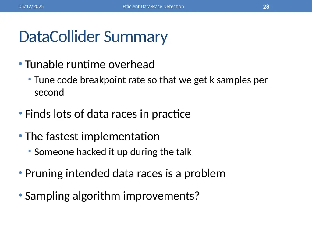 Efficient Data-Race Detection 4/26/2011 Efficient - slide 28 of 28