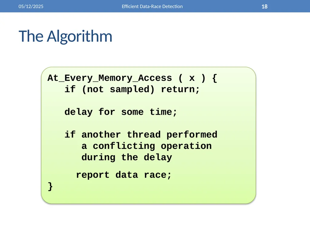Efficient Data-Race Detection 4/26/2011 Efficient - slide 18 of 28