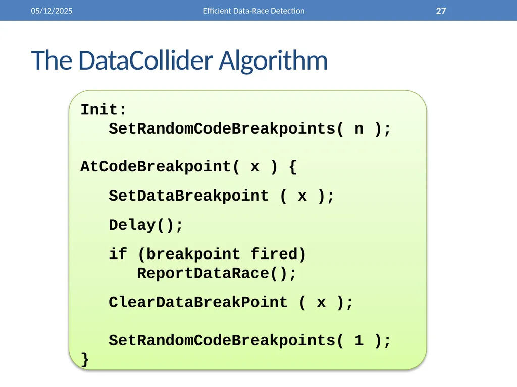 Efficient Data-Race Detection 4/26/2011 Efficient - slide 27 of 28