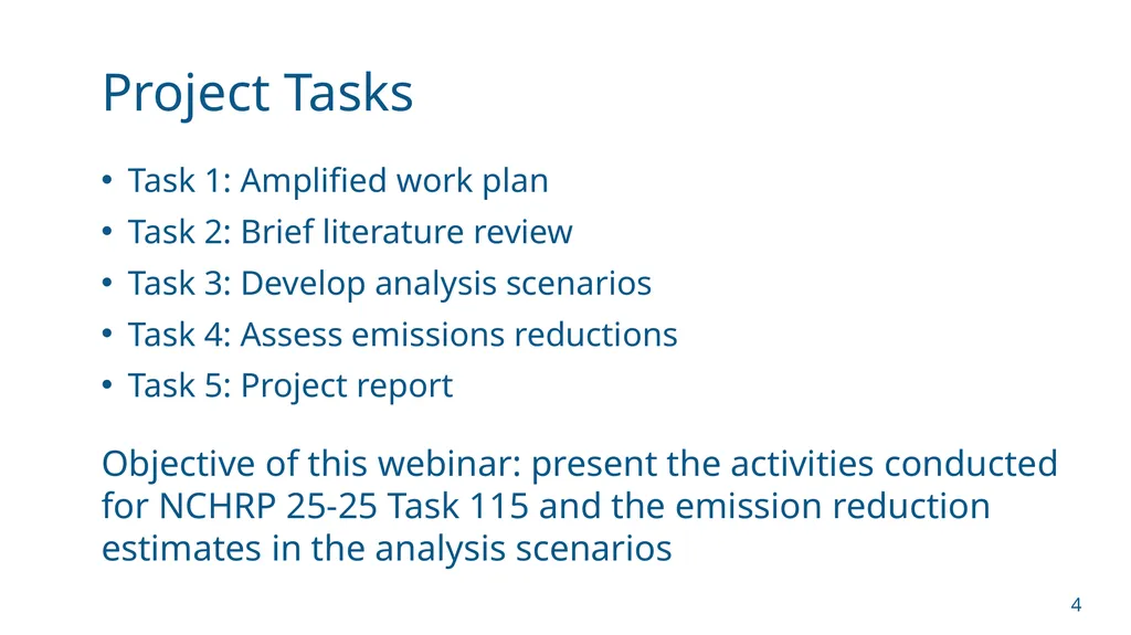 NCHRP 25-25/Task 115 (Panel D2525115) Zero - slide 4 of 42