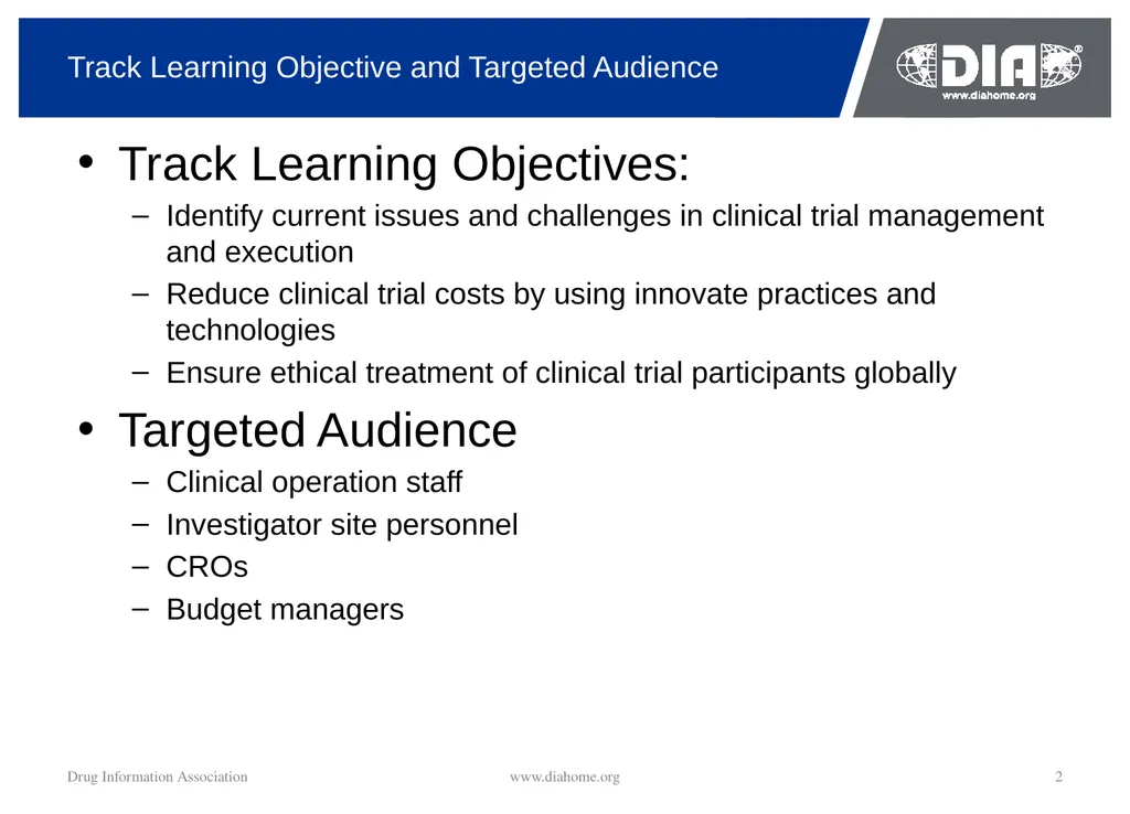 Track Update Track #: 1 Clinical Trials Track - slide 2 of 118