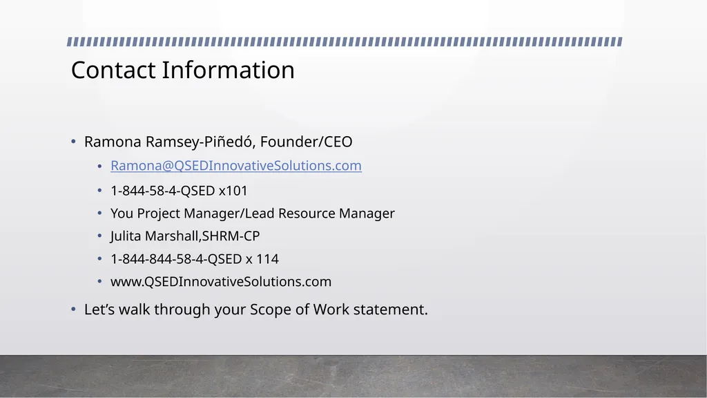 Partnering with QSED Consulting Team, LLC - slide 9 of 10