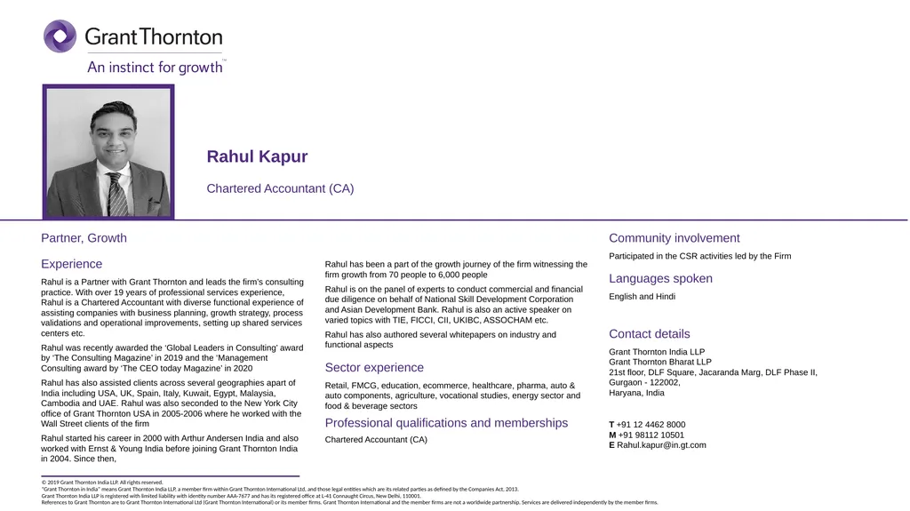 Partner, Growth Experience Rahul is a Partner with
