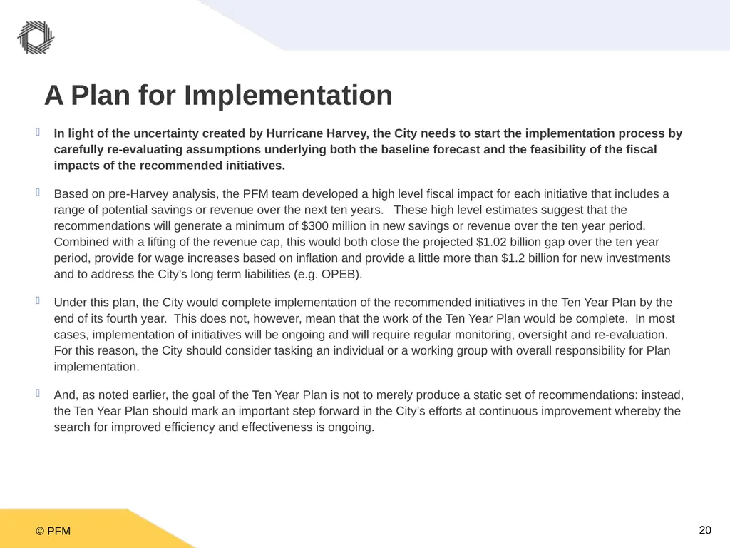 A Ten Year Plan for the City of Houston: A - slide 20 of 26
