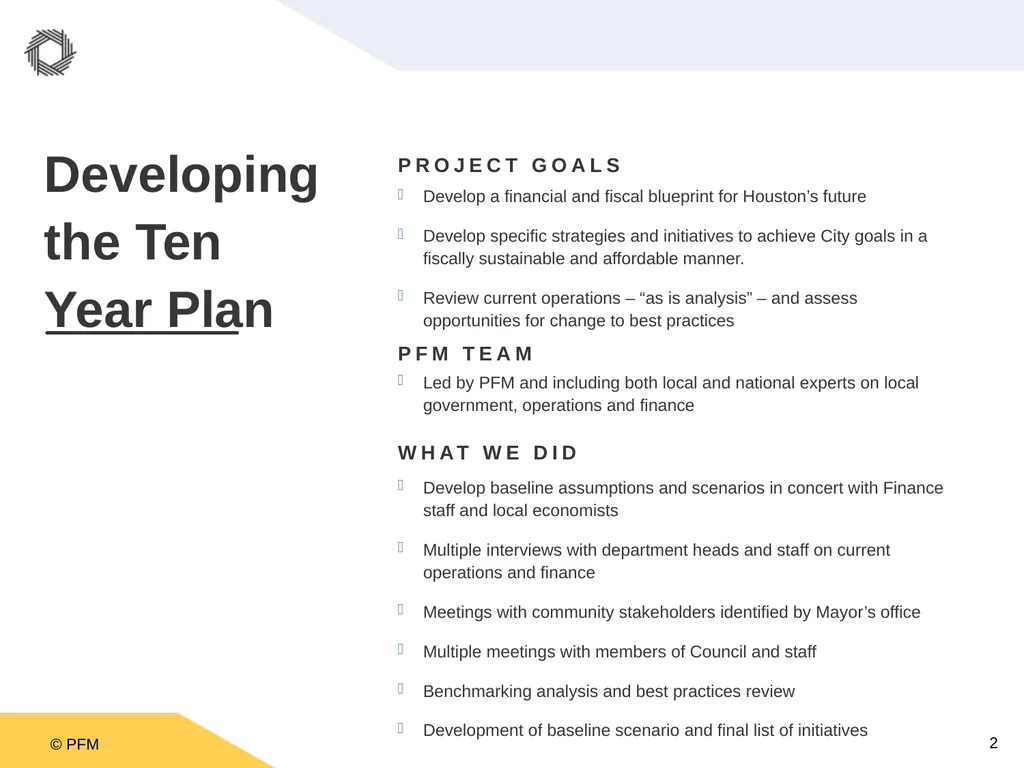 A Ten Year Plan for the City of Houston: A - slide 2 of 26