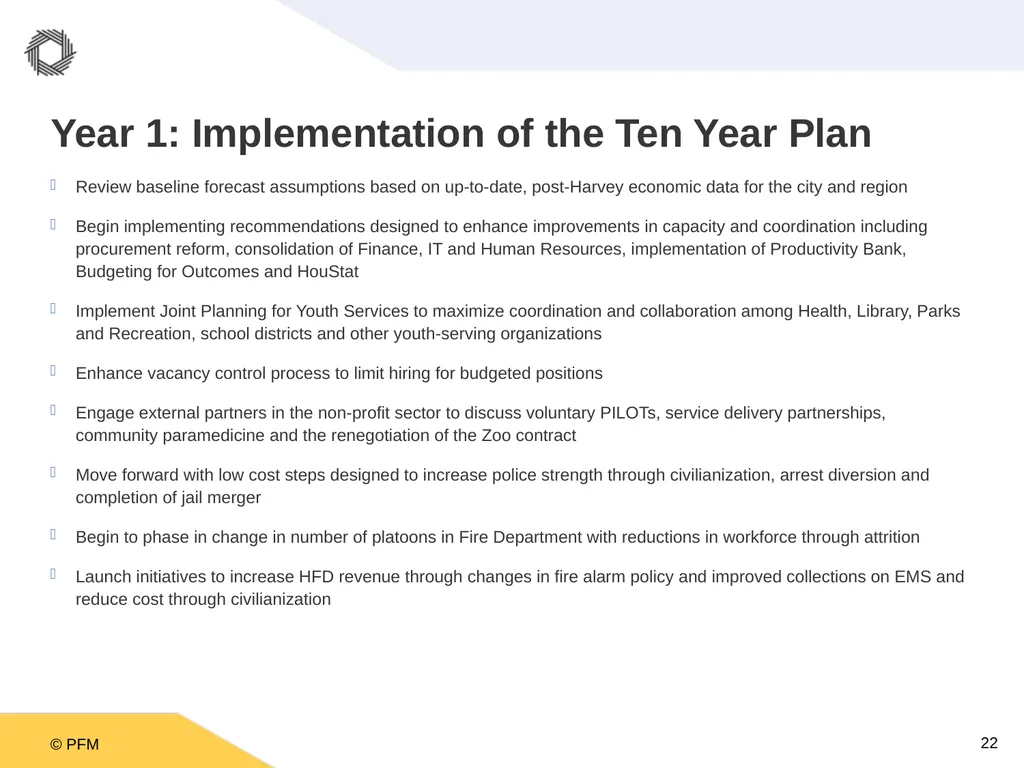 A Ten Year Plan for the City of Houston: A - slide 22 of 26