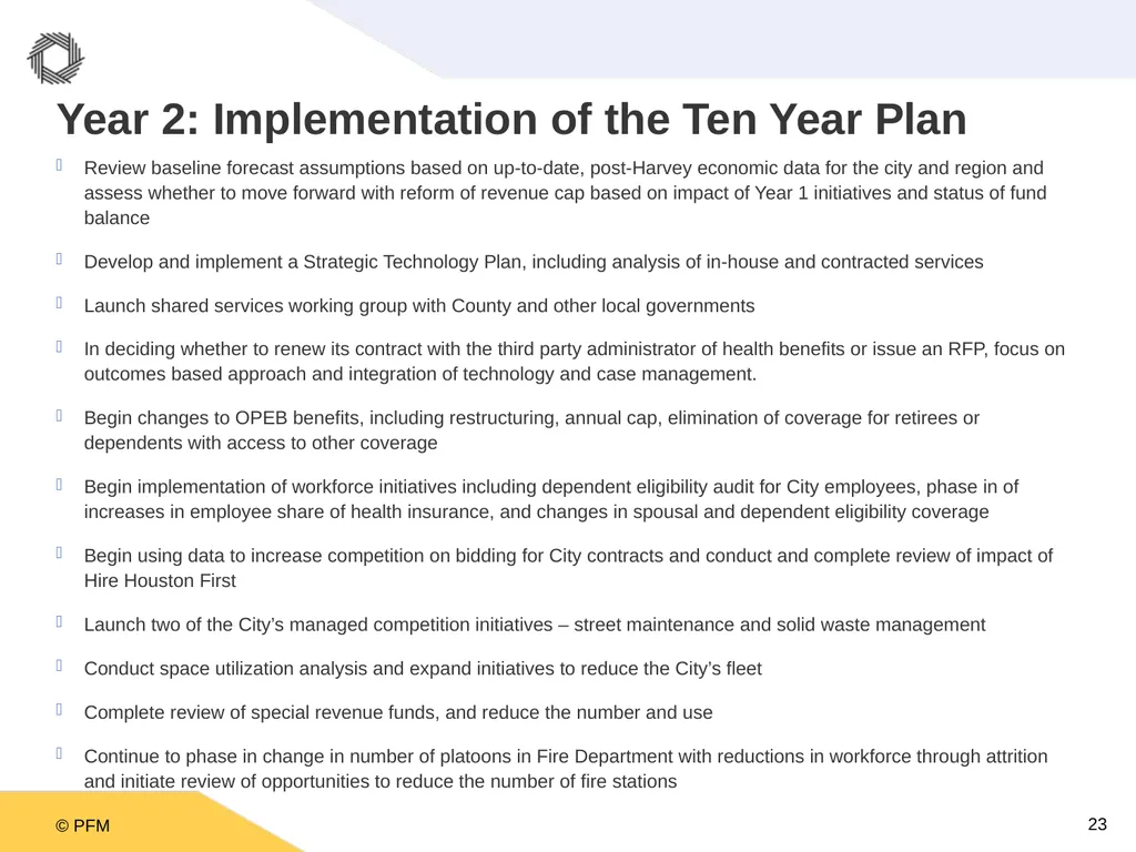 A Ten Year Plan for the City of Houston: A - slide 23 of 26