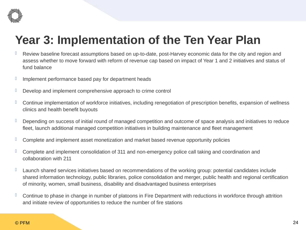 A Ten Year Plan for the City of Houston: A - slide 24 of 26