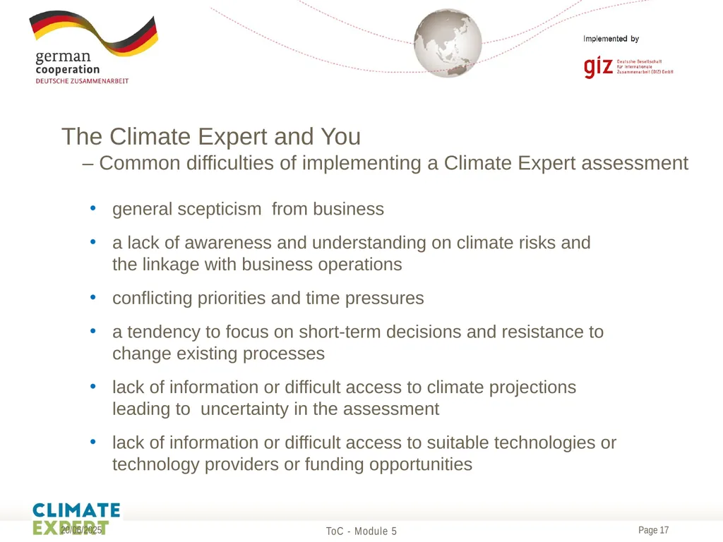 Module 5 The Climate Expert and your role as a - slide 17 of 20