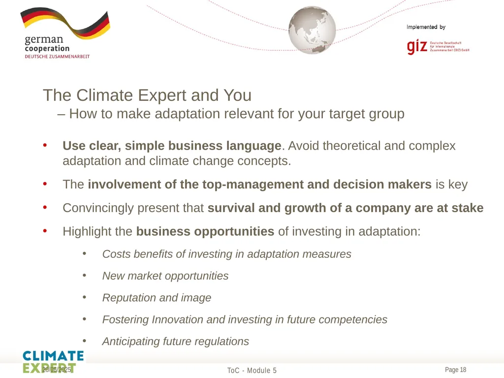 Module 5 The Climate Expert and your role as a - slide 18 of 20