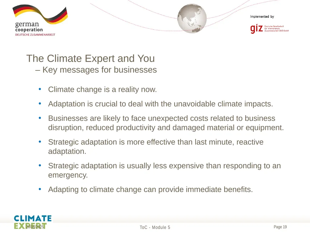 Module 5 The Climate Expert and your role as a - slide 19 of 20