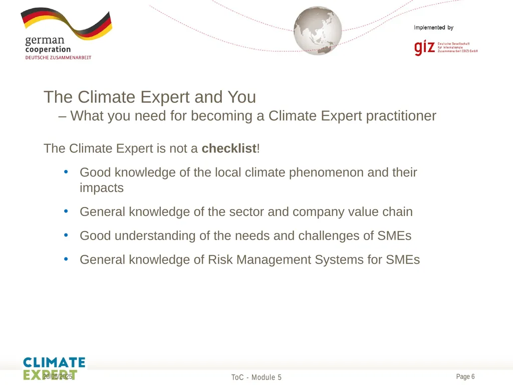 Module 5 The Climate Expert and your role as a - slide 6 of 20