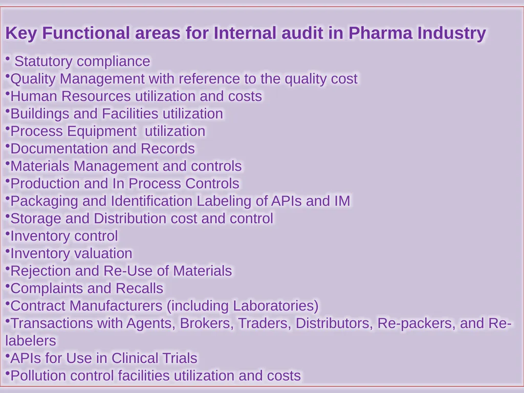 Internal Audit in Pharma Industry BY AVNS - slide 14 of 27