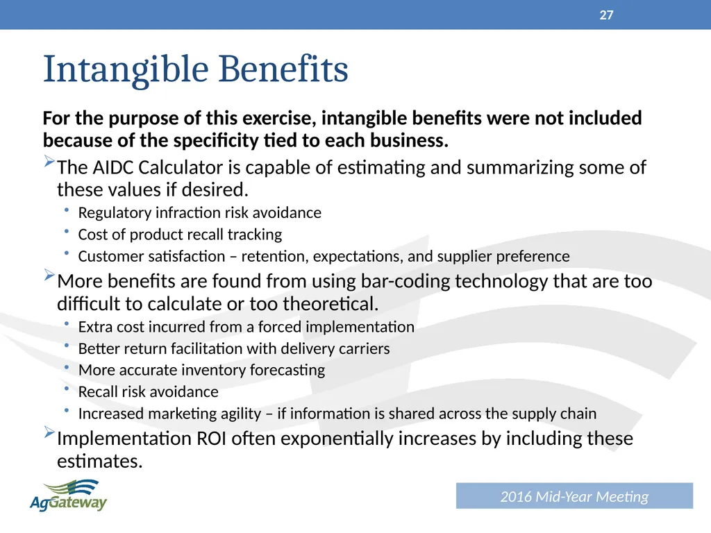 AIDC Working Session June 2016 1 Agenda Session - slide 27 of 32