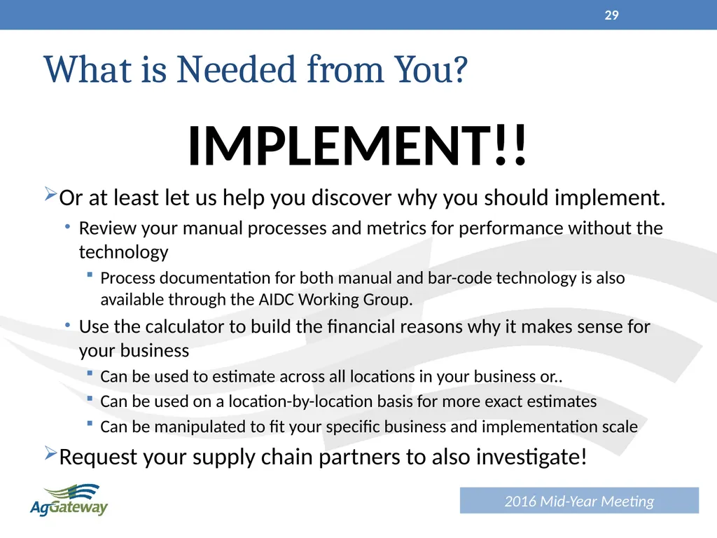 AIDC Working Session June 2016 1 Agenda Session - slide 29 of 32