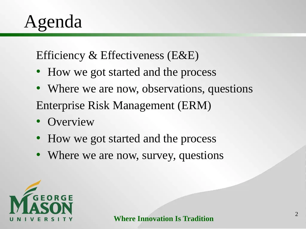 Mason Initiatives: Efficiency & Effectiveness - slide 2 of 26