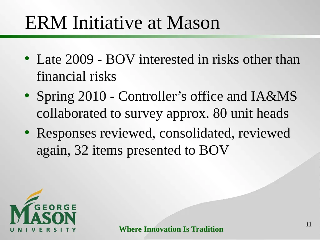 Mason Initiatives: Efficiency & Effectiveness - slide 11 of 26