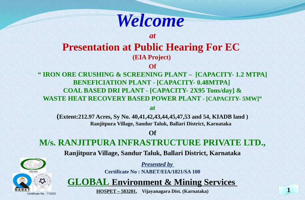 Welcome at Presentation at Public Hearing For EC - slide 1 of 133