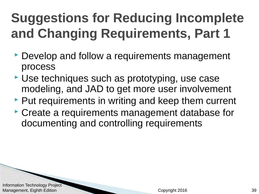 Chapter 5: Project Scope Management Information - slide 39 of 42