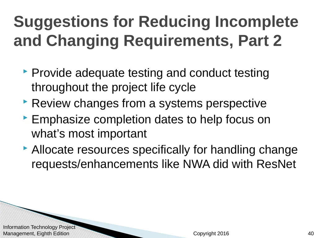 Chapter 5: Project Scope Management Information - slide 40 of 42