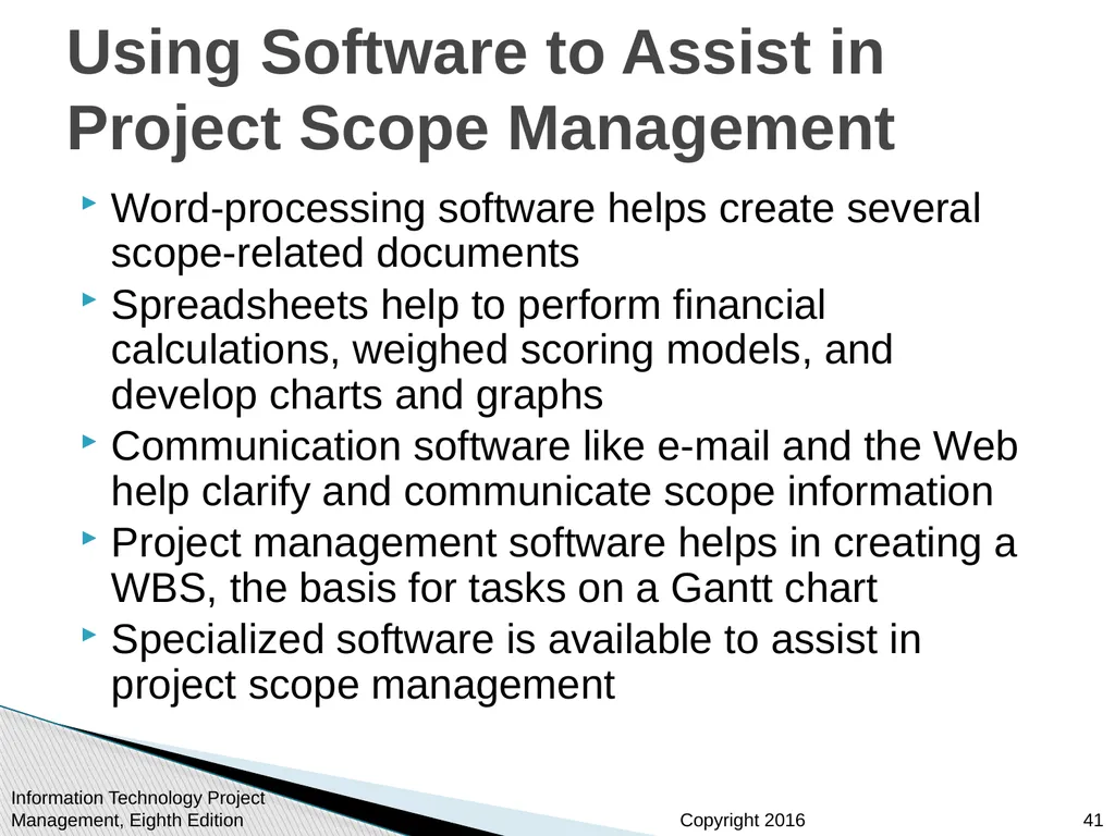 Chapter 5: Project Scope Management Information - slide 41 of 42