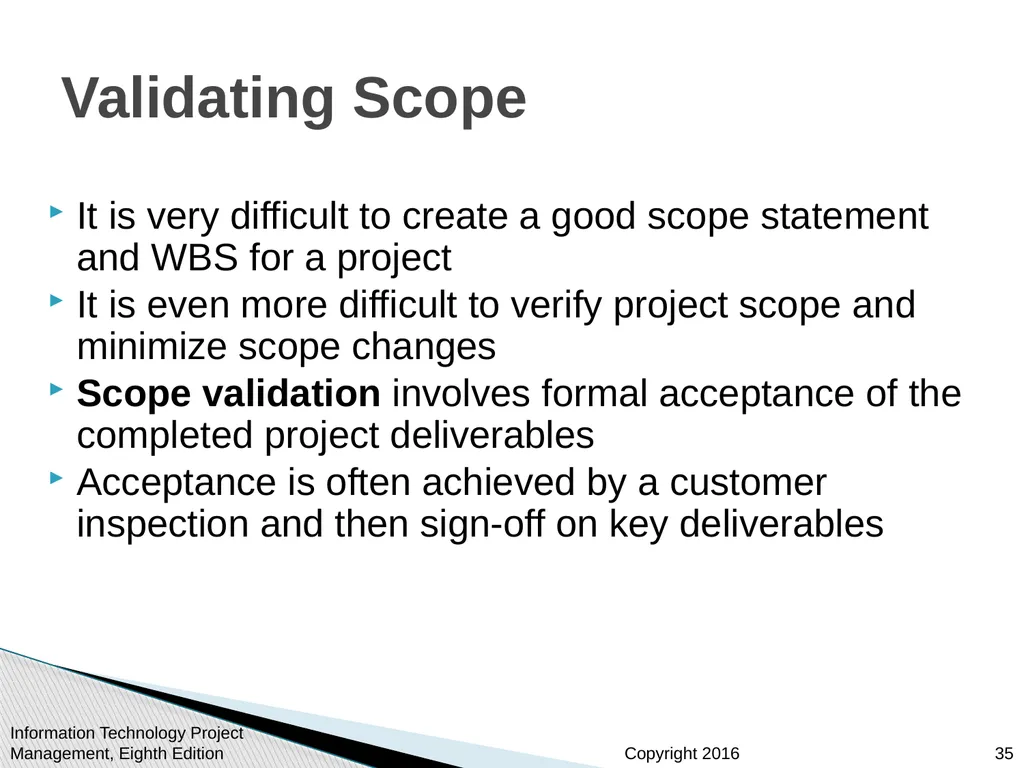 Chapter 5: Project Scope Management Information - slide 35 of 42