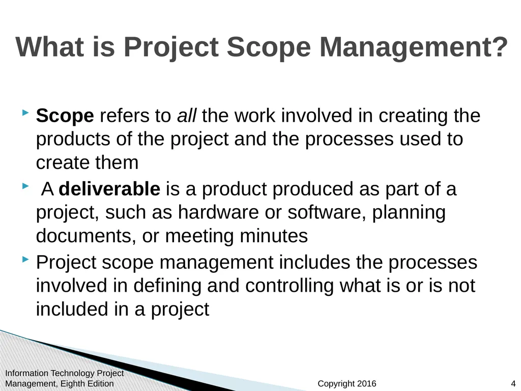 Chapter 5: Project Scope Management Information - slide 4 of 42