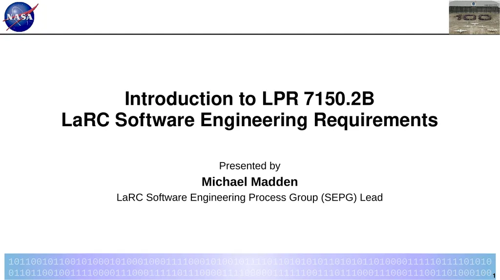 Introduction to LPR 7150.2B LaRC Software - slide 1 of 45