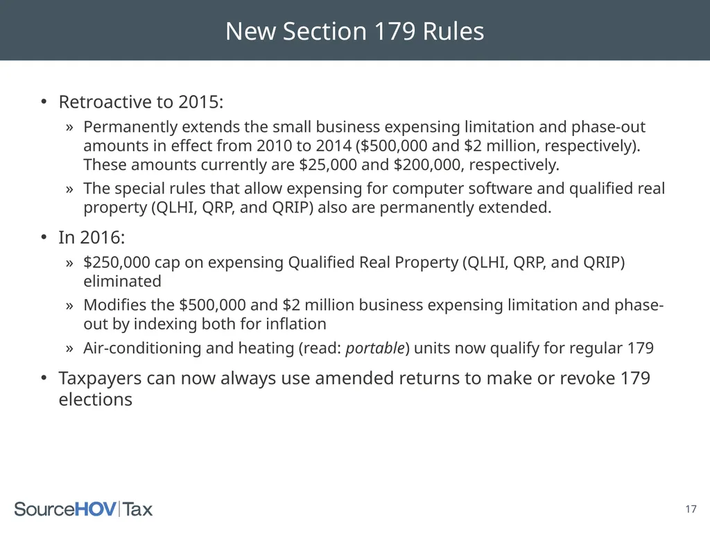 PATH Act of 2015 With a Focus on Depreciation and - slide 17 of 23