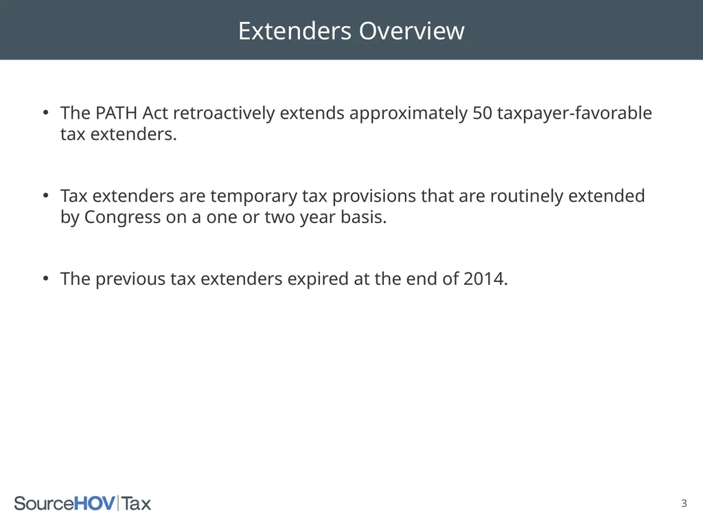 PATH Act of 2015 With a Focus on Depreciation and - slide 3 of 23