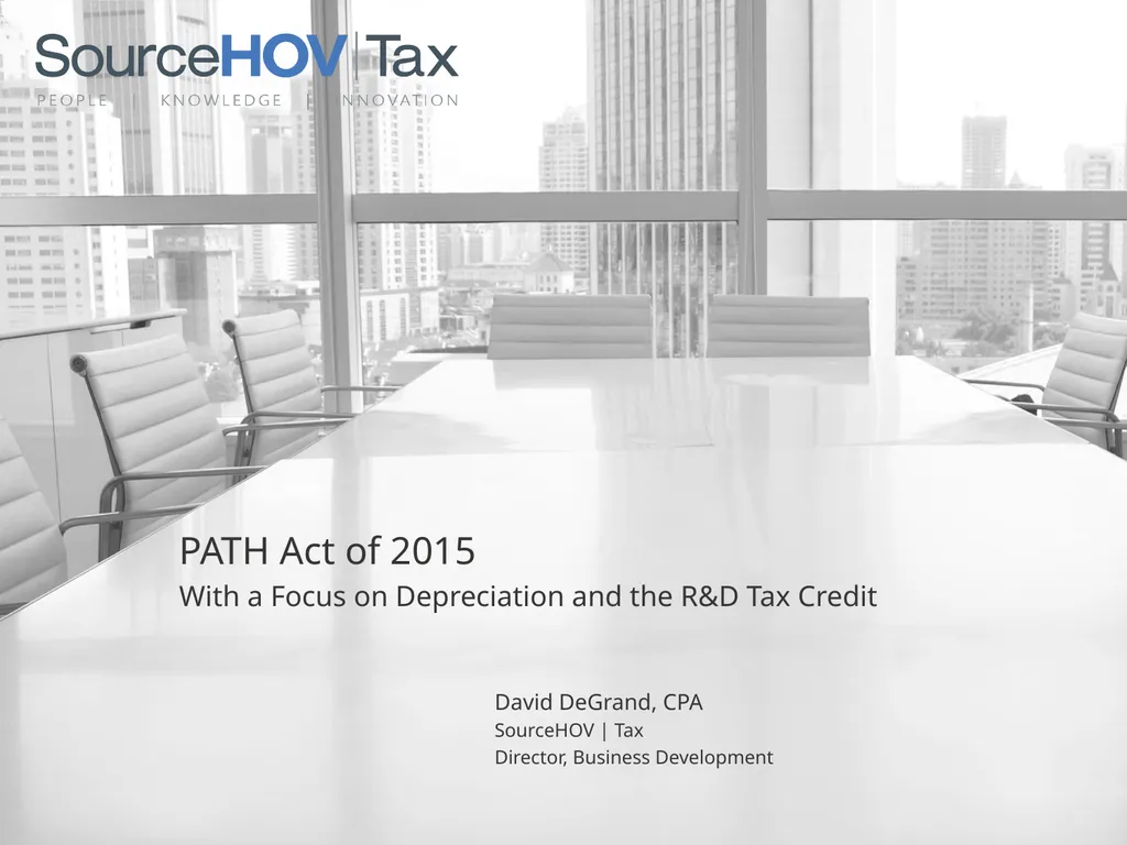 PATH Act of 2015 With a Focus on Depreciation and