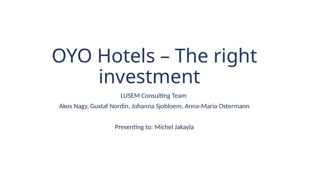 OYO Hotels – The right investment LUSEM Consulting