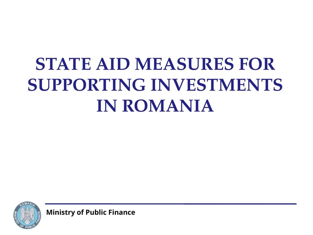 Ministry of Public Finance STATE AID MEASURES FOR