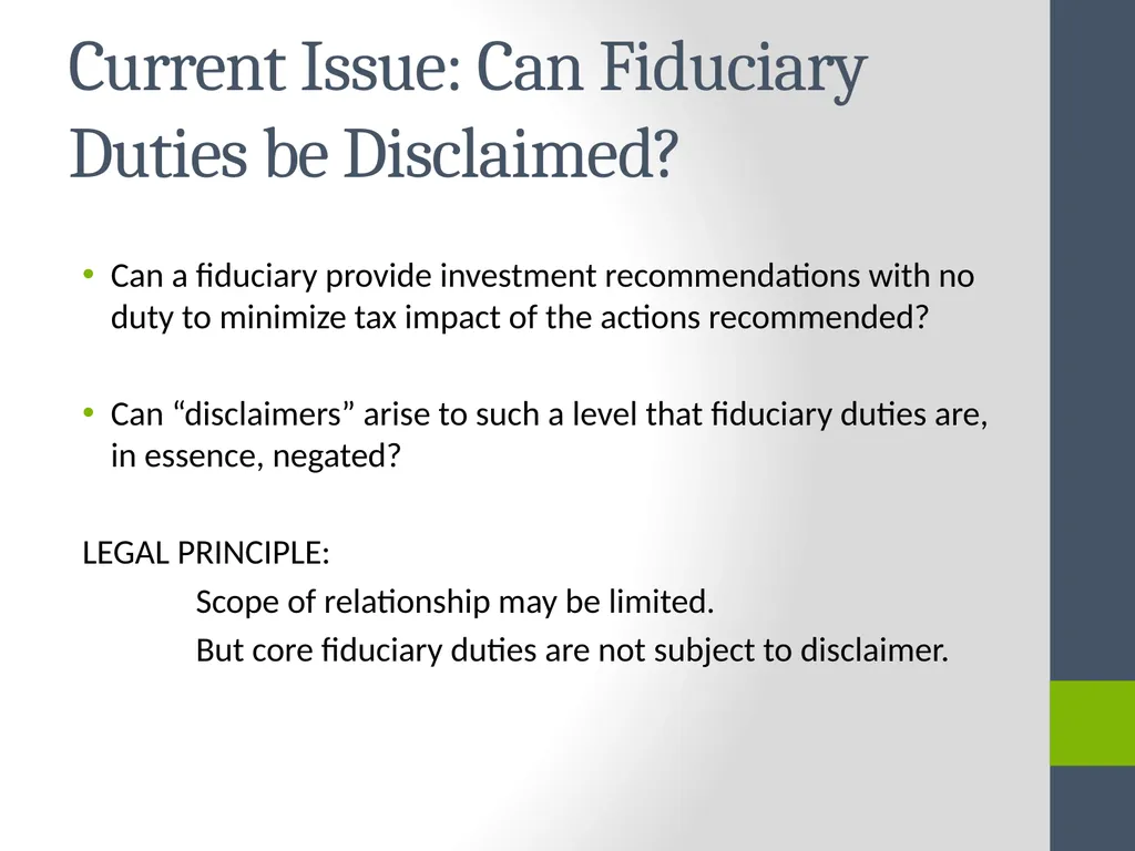 Fiduciary Duties of Brokers, Investment Advisers, - slide 14 of 14